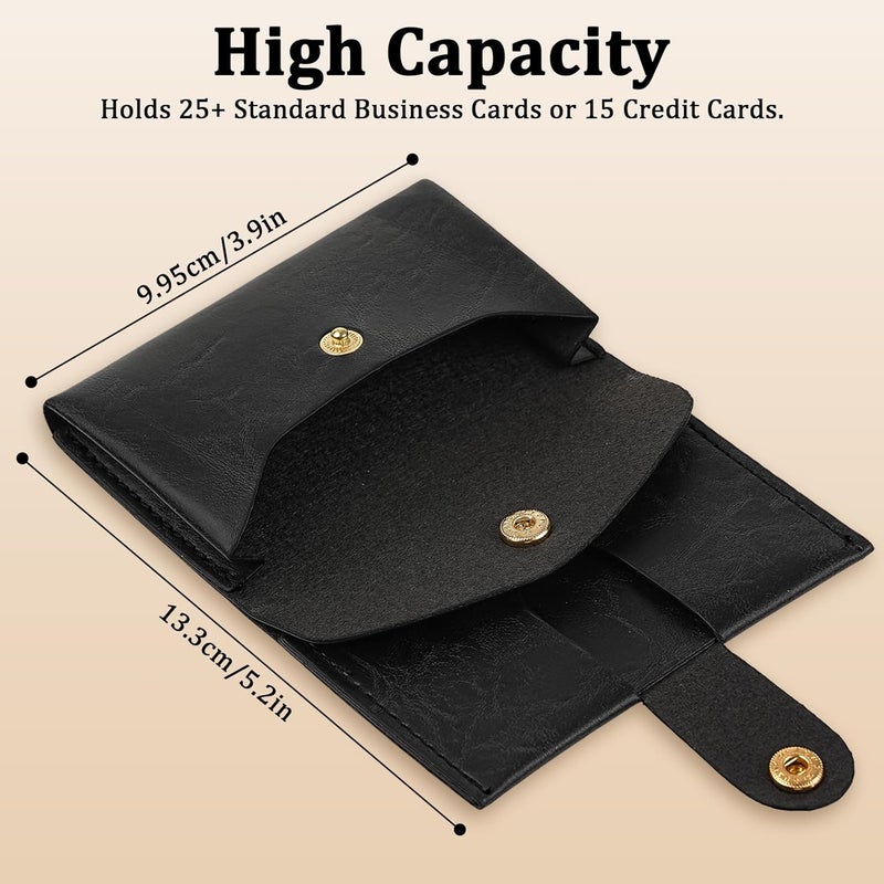 ZHOMA Credit Card Holder and Business Card Holder with Coin Pocket, Slim Minimalist Leather Wallet with ID Window for Women and Men - Black - Image 3